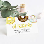 Cartão De Informações Registro do Chá de fraldas Rosquinha Amarelo e Cho<br><div class="desc">Informe os convidados sobre seu registro com este cartão de registro personalizável. Apresenta rosquinhas de aquarelas com vidros de chocolate branco, amarelo e colorido. Este cartão de registro de presente é perfeito para chás de fraldas, festas de aniversário e chás de panela. Personalize esta placa de registro do rosquinha adicionando...</div>