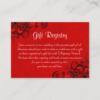 Cartão De Informações Registro do Red Floral Gothic Wedding Gift