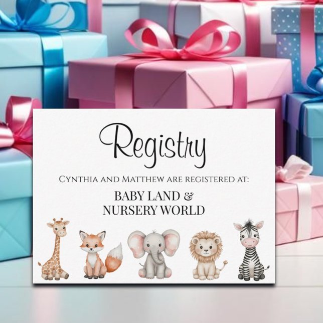 Cartão De Informações Registro dos Chás de fraldas de Animais Selvagens  (Criador carregado)