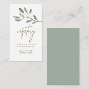 Cartão De Informações Registro Dourado de Eucalyptus Gift