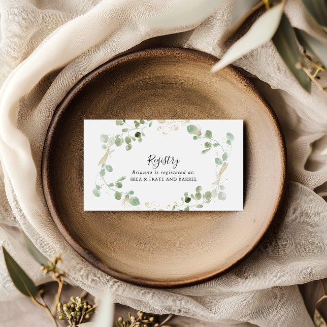 Cartão De Informações Registro Dourado Eucalyptus Foliage Wedding Gift (Criador carregado)