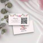 Cartão De Informações Registro e QR Code Vintage Floral Tea Cup<br><div class="desc">Cartão de inserção do chá de fraldas floral rosa elegante e encantador com detalhes do Registro e código QR personalizado. Perfeito para diversos temas, incluindo o bebê, é a criação, a rosa rosa rosa rosa, o jardim floral e a safra, inspirada na romântica era da regência de Bridgerton. O cartão...</div>