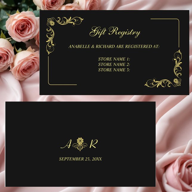 Cartão De Informações Registro Elegante De Casamentos Vitorianos De Gift (Criador carregado)