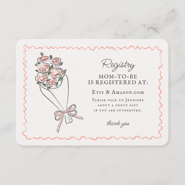 Cartão De Informações Registro Flor Fresco Fresco de Mercado Rosa Inseri (Frente)