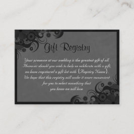 Cartão De Informações Registro Floral Black and Cinza Wedt Gift