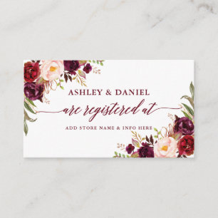 Cartão De Informações Registro floral Borgonha do casamento da
