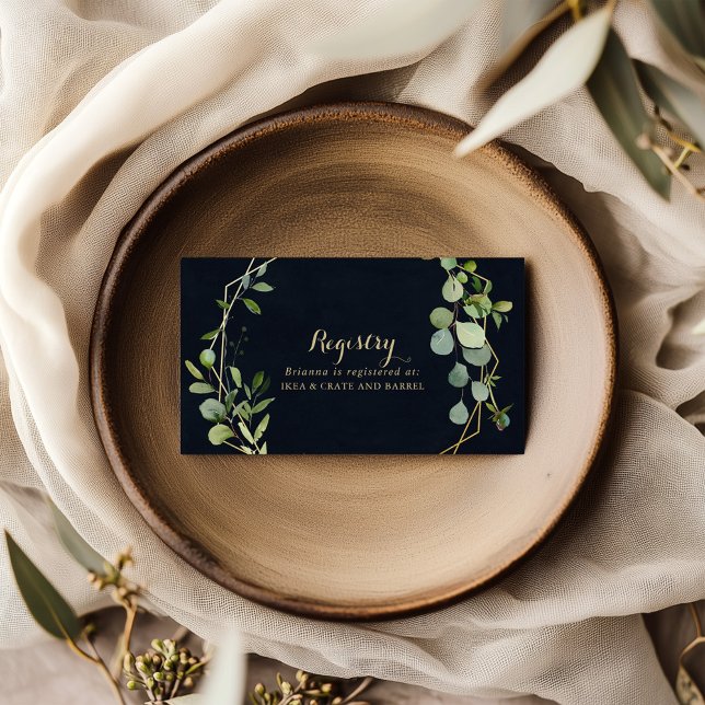 Cartão De Informações Registro Geométrico Dourado Blue Green Wedt Gift (Criador carregado)