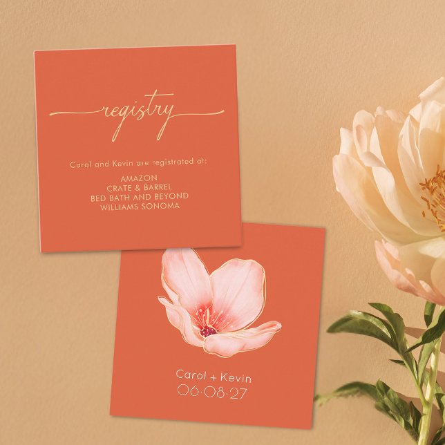 Cartão De Informações Registro moderno de chá de casamento laranja a neg (Criador carregado)