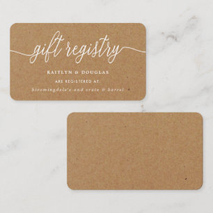 Cartão De Informações Registro Rustic Kraft Script Gift