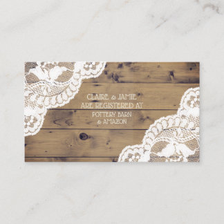 Cartão De Informações Registro Rustic Wood Antique Lace Wedding Inserir