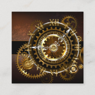 Cartão De Informações Relógio steampunk com engrenagens antigas