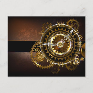 Cartão De Informações Relógio steampunk com engrenagens antigas