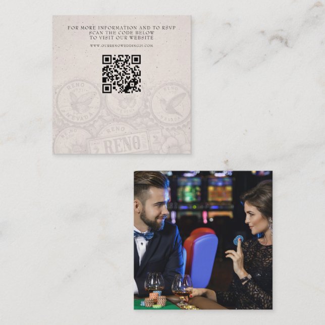 Cartão De Informações Reno Passport Wedding QR (Frente/Verso)