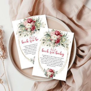 Cartão De Informações Requisição de Livros Rosas Douradas Burgundy Blush