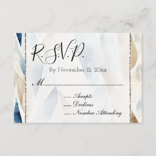 Cartão De Informações Resposta de Casamento Abstrato Azul Creme de Praia