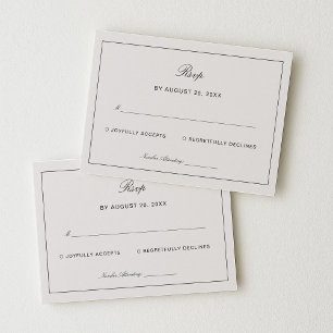 Cartão De Informações Resposta de Casamento Black and Ivory Old Money