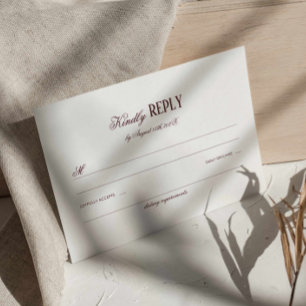 Cartão De Informações Resposta de Casamento Burgundy Moderna Elegante