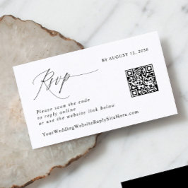 Cartão De Informações Resposta de Casamento de Código QR de RSVP Elegant