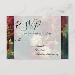 Cartão De Informações Resposta de Casamento de Flores Vermelhas e Branca