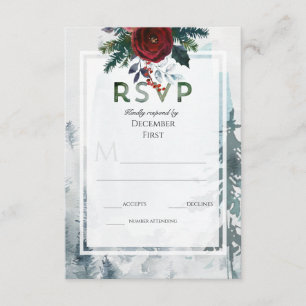 Cartão De Informações Resposta de Casamento de Inverno das Rosas da Mont