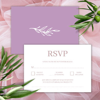 Cartão De Informações Resposta de Casamento Lilás Roxo Minimalista Moder