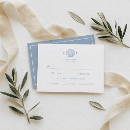 Cartão De Informações Resposta de Casamento Minimalista Azul Costeira