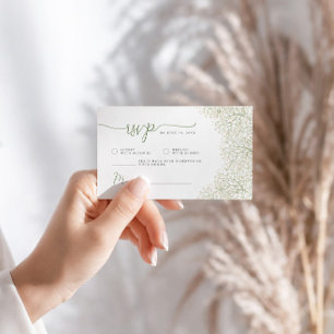 Cartão De Informações Resposta de Casamento Minimalista Baby's Breath