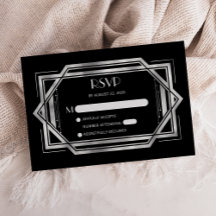 Resposta de Casamento Preto Prata Deco Vintage dos