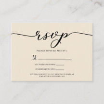 Resposta de Casamento R.S.V.P. Enclosure Creme e P