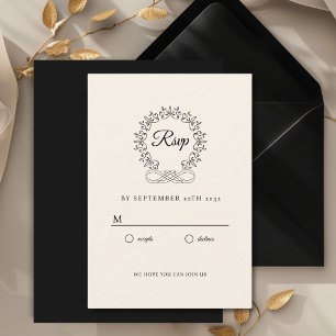 Cartão De Informações Resposta de Casamento Real, Elegante