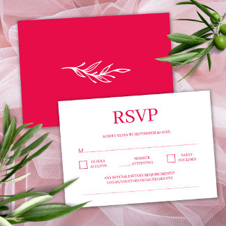 Cartão De Informações Resposta de Casamento Rosa Vermelha Minimalista Mo