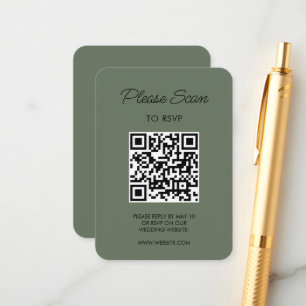 Cartão De Informações Resposta de Casamento Verde Sage Moderno Minimalis