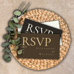 Cartão De Informações Resposta de RSVP de Casamento Boho Minimalista Caf