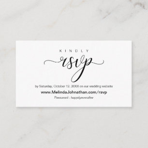Cartão De Informações Resposta online do site RSVP, casamento