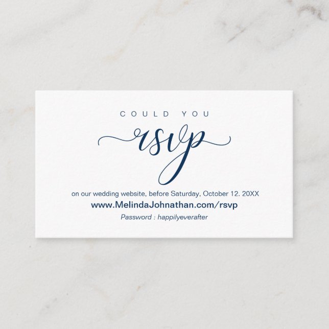 Cartão De Informações Resposta online do site RSVP, casamento (Frente)