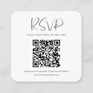 Cartão De Informações Resposta RSVP de código QR preto e branco moderno
