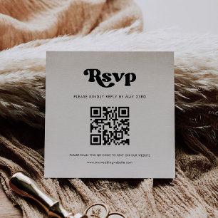 Cartão De Informações Resposta RSVP estilosa em preto e branco com códig