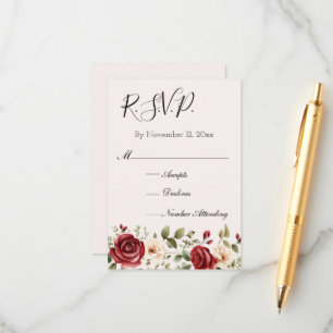 Cartão De Informações Respostas para Casamento de Rosas Vermelhas Românt