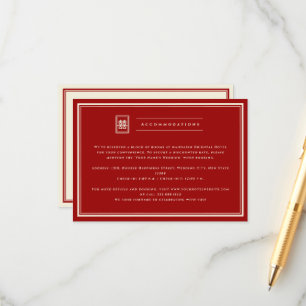 Cartão De Informações Retângulo Clássico Felicidade Dupla Casamento Chin