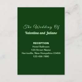 Cartão De Informações Retrato de Recepção de Casamento Verde Escuro