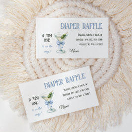 Cartão De Informações Retro A Tini One Martini Blue Bow Boy Baby Shower