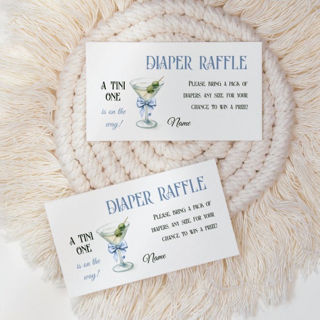Cartão De Informações Retro A Tini One Martini Blue Bow Boy Baby Shower (Criador carregado)