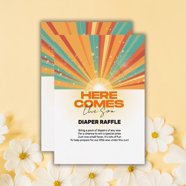 Cartão De Informações Retro Aqui Vem O Chá de fraldas Filho (Criador carregado)