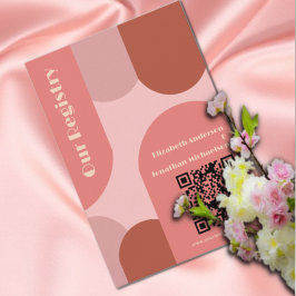 Cartão De Informações Retro Arches Coral Pink Casamento Registry