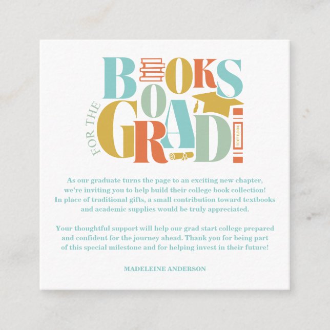 Cartão De Informações Retro Books For The Grad Graduation Checkerboard (Frente)