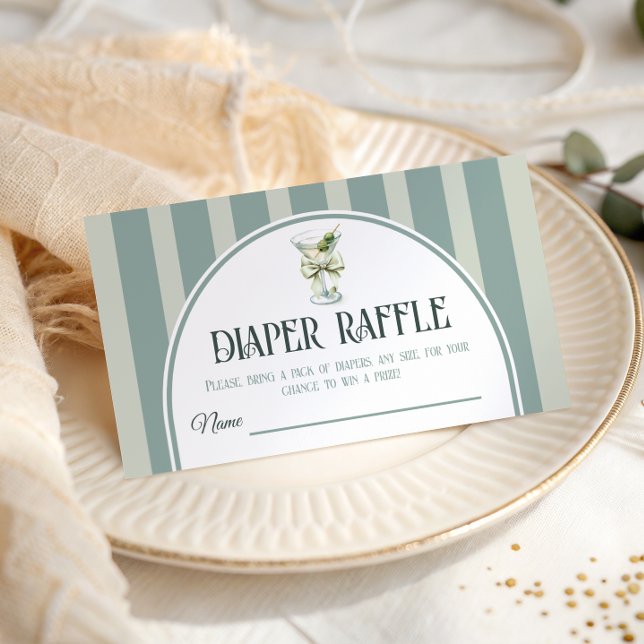 Cartão De Informações Retro Bow Tini One Martini Baby Shower Diaper (Criador carregado)