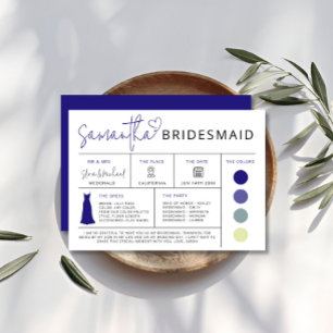 Cartão de Informações Retro Bridesmaid, Guia de Fe