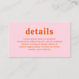 Cartão De Informações Retro Font Orange e Pink Modern Weding
