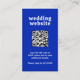 Cartão De Informações Retro Font Royal Blue QR Code Modern Wedn
