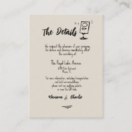 Cartão De Informações Retro Grey Hand Drawn Illustrated The Details